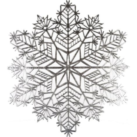 Assiette de présentation flocon de neige en plastique argenté 38 x 38 cm pour table de fête - PANGIVO (1/3)