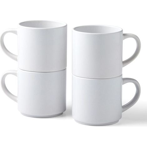 4 stapelbare Keramiktassen Weiß 300 ml - Cricut (1/5)