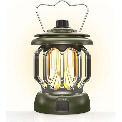 Lámpara LED de camping, recargable, regulable, iluminación de emergencia, 130 horas de duración de la batería, para cortes de luz, huracanes, uso en exteriores, decoración vintage (verde) - Crezuo