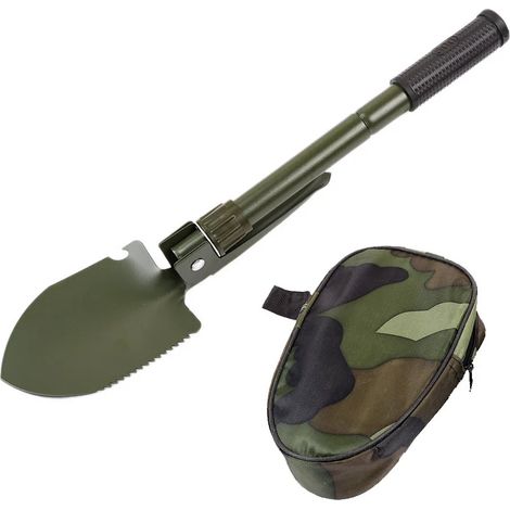 Outils de jardin, pelle pliante portable militaire multifonctionnelle en acier inoxydable, outil de survie pour le camping et le nettoyage en extérieur1728