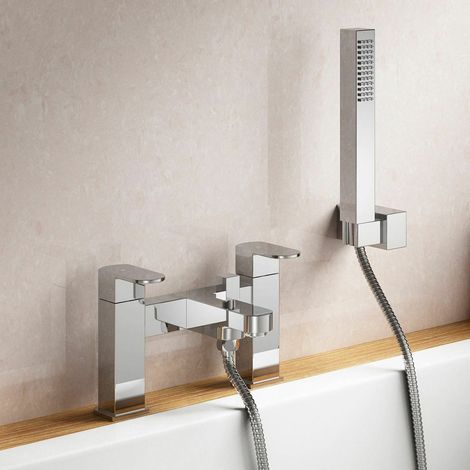 Modern Bathroom Bath Shower Twin Lever Mixer Taps with Hand Held Eclipse (1/5)