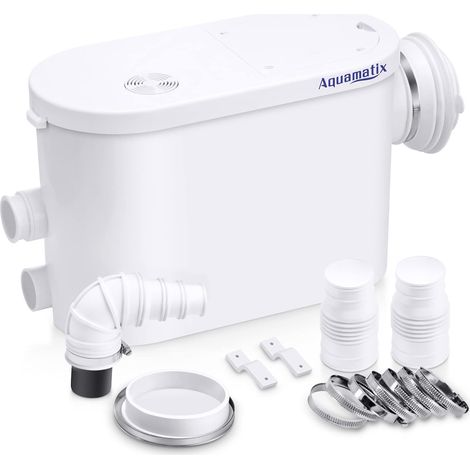 Broyeur Sanitaire 400W Pompe de relevage 145L/min pour WC suspendus 3 entrées Distance de pompage verticale 8m avec filtre à charbon (1/5)