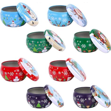 Lot de 8 pots à bougies ronds en fer-blanc, vides, pour la fabrication de bougies DIY et les fêtes de Noël. (1/5)