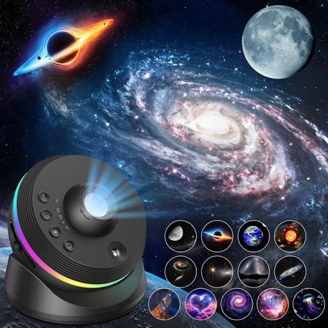 Projecteur Ciel Etoile,4K HD Planetarium Projecteur avec 13 Disques de Film,Rotatif 360° Projecteur Galaxie Veilleuse Etoile Projection avec Minuteur & Météore Dynamique pour Décoration Chambre (1/4)