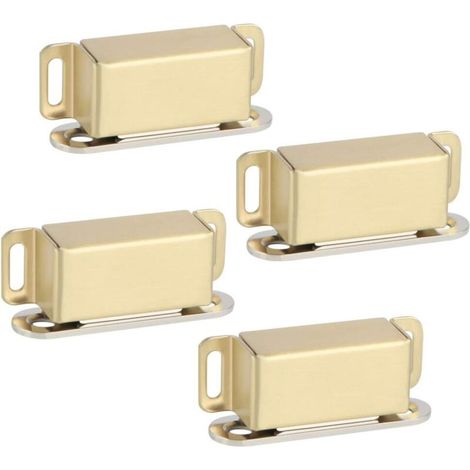 Aimant Porte Placard Loquet Magnétique pour Tirtoirs ou Armoires Fermeture de Porte, Finition Dorée en Acier Inoxydable, 4 Pcs, ECAT001G-4P-FR (1/5)