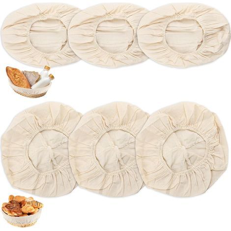 Set mit 6 Leineneinsätzen für Brotkörbe, Brotkorbstoff, Bäckereileinen für Brotkörbe, runder/ovaler Leinenstoff (1/5)