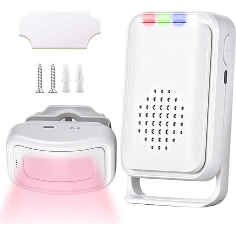 Détecteur de Mouvement avec récepteurs avec 32 mélodies détecteur de passage infrarouge sans fil, sonnette de porte sans fil, pour intérieur et extérieur camping-car maison garage (1/5)