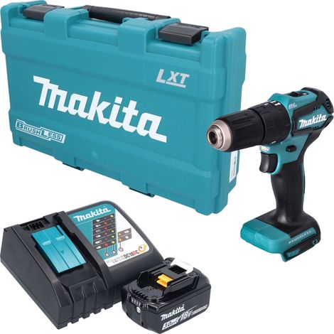Taladro atornillador de percusión a batería Makita DHP 483 RF1K, 18 V, 40 Nm, sin escobillas + 1 batería de 3,0 Ah + cargador + maletín (1/5)