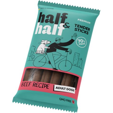 Palitos de premio Half&Half para perros adultos, sabor a carne de res, 100 g (1/3)