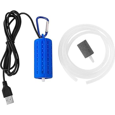 Portable Mini Air Pump USB Powered Fish Tank Tank Fishing Tanks Oxygen Pump Super Quiet Oxygen Pump Silicone Tube with Carabiner and USB Cord (1/5)