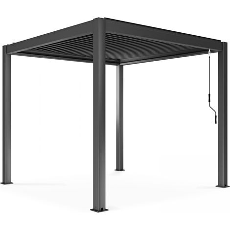 Pergola bioclimatique autoportée gris 3 x 3 x 2.5 m