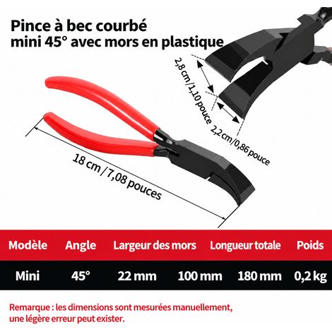 Pince à border mini coudée à 45° pour tôle et carrosserie 45 181 27 × 6 × 4 cm 700 g – Livraison gratuite