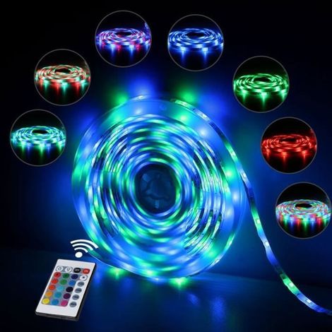 Ruban lumineux LED Etanche 5M 2835 RGB Bande Lumineuse Flexible avec 300 Leds Strip Light Ultralumineux et Multicolore-Ywey (1/4)