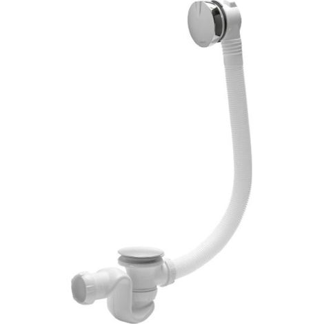 Wirquin 30723098 30723098-Scarico per Vasca con sifone ad Alta velocità e valvola di Copertura in Metallo, Bianco