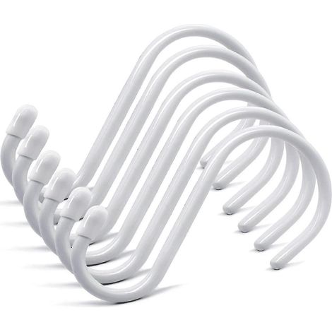 Ecleanfy - Lot de 6 grands crochets en S recouverts de vinyle 15 cm, en acier blanc antidérapant, pour plantes et lampes (1/4)