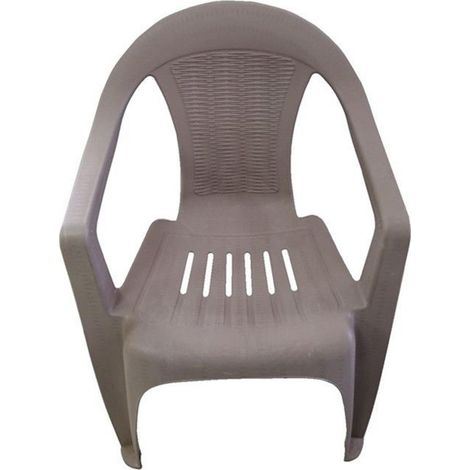 Set 3pcs Chaise Plastique Avec Accoudoirs Gris Tourterelle Monobloc Empilable 53x43x78cm 035969