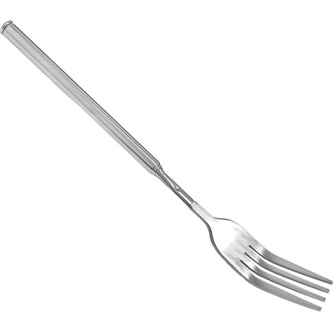 Fourchette Télescopique - 1 Pièce - Acier Inoxydable - Rétractable 22,1-64,6cm - Barbecue Et Cuisine - Argenté