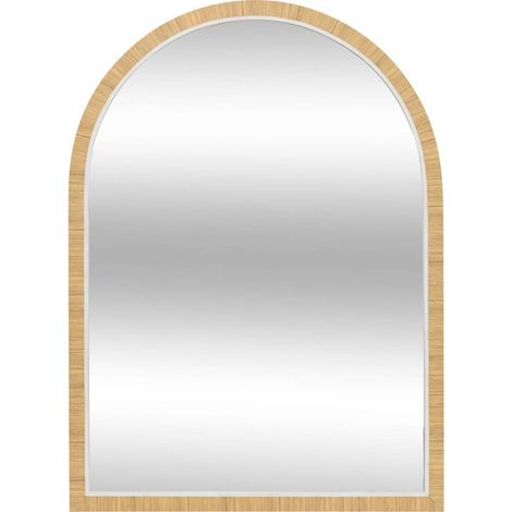 Atmosphera – Miroir sur pied arche Thea H75cm – Cadre effet bois – Accrochage mural vertical – Élégant pour entrée ou coiffeuse