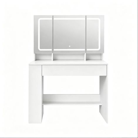 Tocador blanco con espejo LED regulable MDF y vidrio 90 x 40 x 135 cm (1/5)
