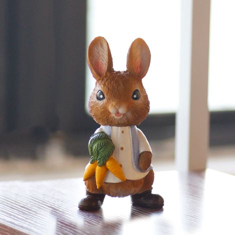Statue Lapin - Résine - Décoration Bureau Jardin Intérieur - 15,5 x 8 x 5 cm - Lot de 1 (1/5)