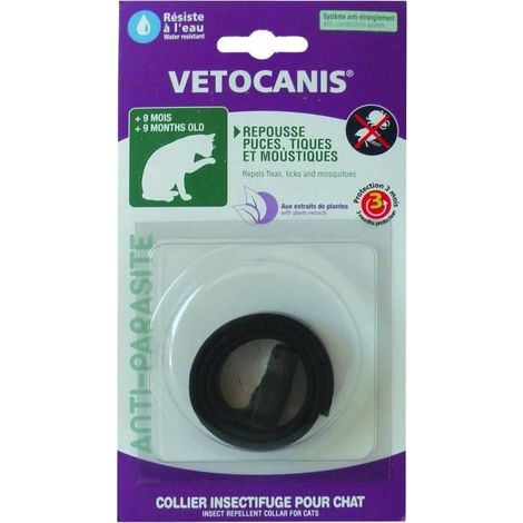 VETOCANIS Collier Anti-Puces et Anti-Tiques pour Chat, Protection 3 mois