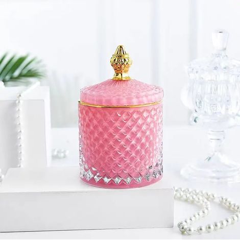 Bocal à bonbons en verre de luxe avec couvercle, boîte de rangement pour noix, objet de décoration de bureau.
