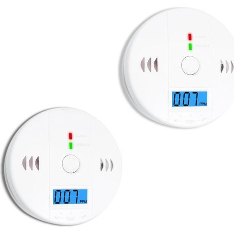 Detector de humo y detector de monóxido de carbono, Con pantalla LCD, Apto para uso doméstico, Pilas no incluidas, Blanco, 10 x 3,5 x 3,5 cm (1/5)
