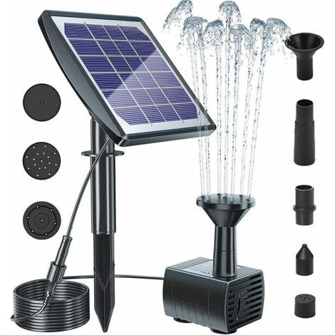 Fontaine solaire de pompe 6V 2W - Pompe à eau flottante avec 6 Buses pour Bassin / Piscine / Décoration de Jardin (1/5)