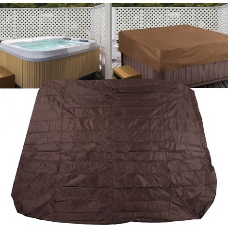 [Badewannenabdeckung] + [Silbernes, wasserdichtes 190% Polyester-Taft] + [Quadratische Whirlpoolabdeckung, Regen- und Sonnenschutz] + [Abmessungen 210x210x30cm, Braun] (1/5)