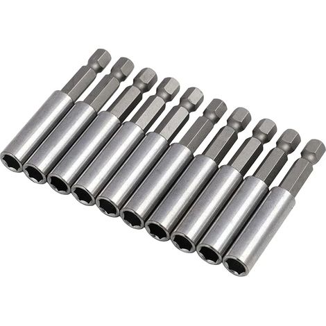10 x Hexagonal Socket Extension Magnetic Bit 1/4 Inch Hex, Bit Holder for Electric Tools, Universal Drill Holder, Compatible with Electric Drills and Screwdrivers (1/5)