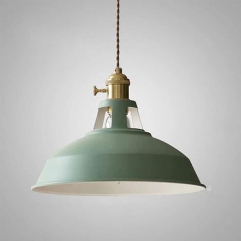 Suspension industrielle, plafonnier rétro E27, éclairage décoratif, lustre vintage en métal, pour cuisine, chambre, salle à manger (vert) (1/5)