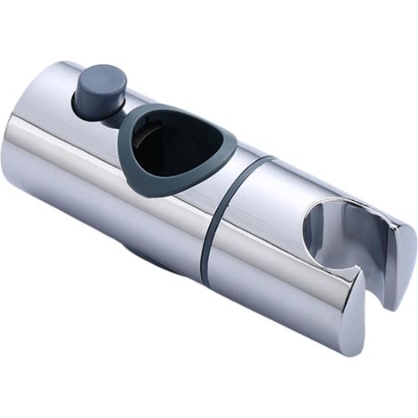 Supporto regolabile per soffione doccia per binari da 25 mm, staffa scorrevole in ABS con pulsante, rotazione a 360° (cromata). (1/4)