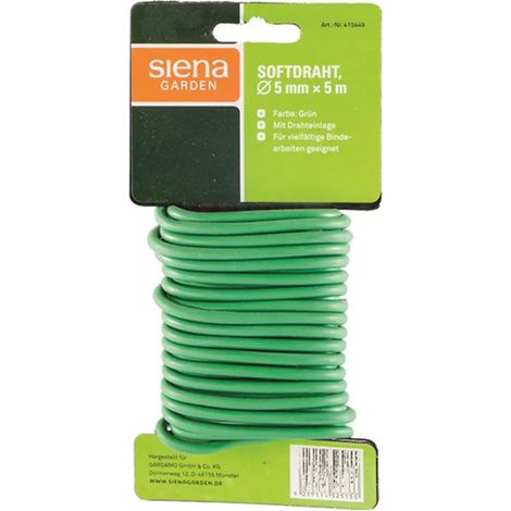 Fil de liage souple vert – 5 m, largeur 5 mm, âme en acier galvanisé gainée de caoutchouc