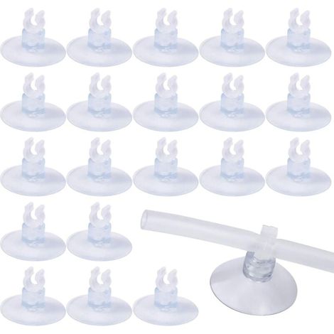 [NIEMALS VERWENDET] 20 Stück transparente Aquarium-Saugnäpfe, 5 mm Aquarium-Saugnäpfe mit Rohrhalter-Clips, Klemmen für Aquarium-Fisch-Saugnäpfe, Luftpumpe (1/4)