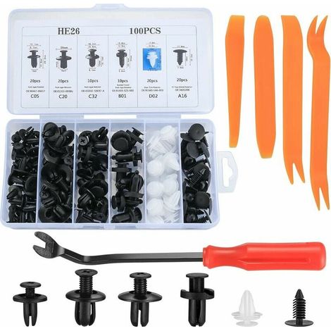 Clips de Fixation Plastique pour Panneaux de Porte Auto Rivets Universels Noir Protection Garnissage Intérieur Voiture (1/4)
