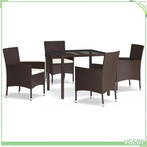 Ensemble à manger de jardin - FAFEICY - 3187309 - 4 personnes - Rotin poly résistant - Table 90x90 cm (1/5)