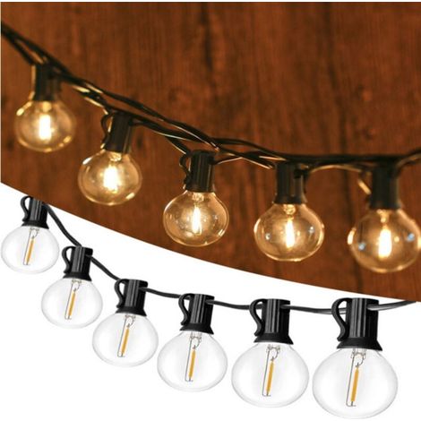 Guirlande lumineuse décorative de Noël - Guirlande lumineuse - Guirlande lumineuse LED étanche pour extérieur - Guirlande en fil métallique pur - Blanc chaud - À brancher (1/4)