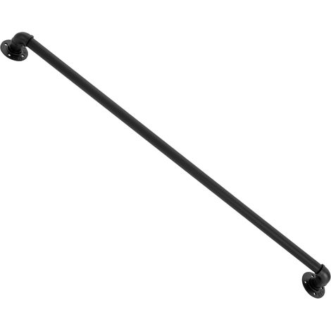 Kit de main courante - Main courante d'escalier - Main courante d'escalier en métal - Noir - Main courante industrielle antidérapante pour l'intérieur et l'extérieur (1,2 m)