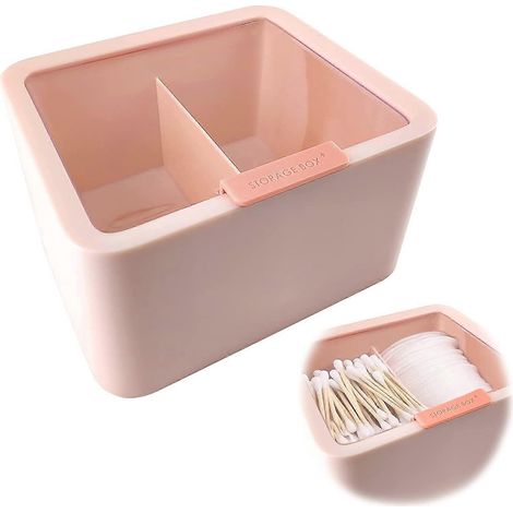 Boîte de rangement pour coton 2024 avec couvercle transparent, porte-cotons-tiges, boîte de rangement pour éponges à maquillage, pot distributeur (1/5)