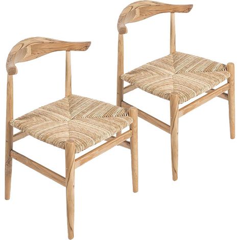 NAGOYA - Lot de 2 Chaises en Teck Brut Recyclé - Style Scandinave & Ethnique - Dimensions L56xP48xH77.5cm - Pièces de Seconde Vie (1/2)