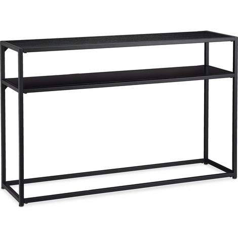 Console stretta moderna a 2 ripiani portaoggetti decorativo 120 x 30 x 75 cm in legno laccato nero 130006393