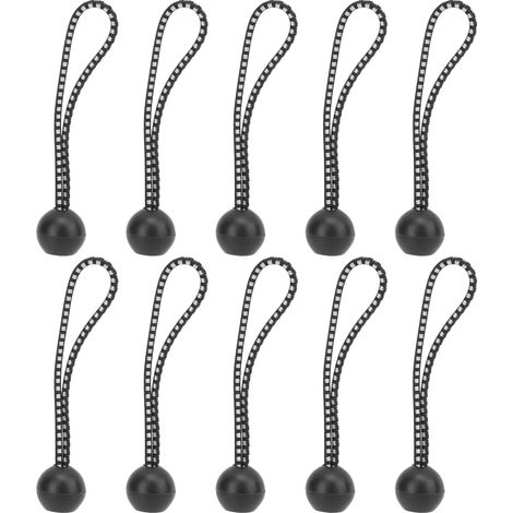 Lot de 10 clips de fixation pour tente, avec tendeurs élastiques à boule, pour toit de tente, noir et blanc. (1/5)