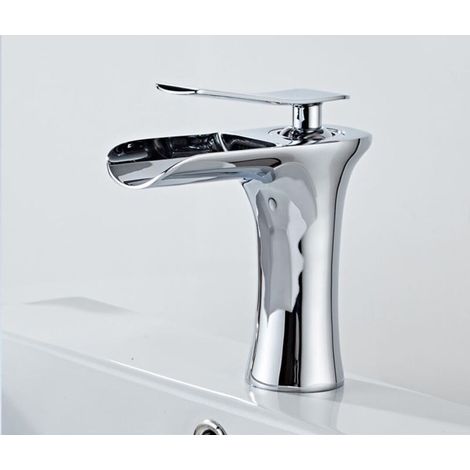 Home Bathroom Faucet Chrome Waterfall Waterfall Mixer Tap for Square Wash Basin (1/5)
