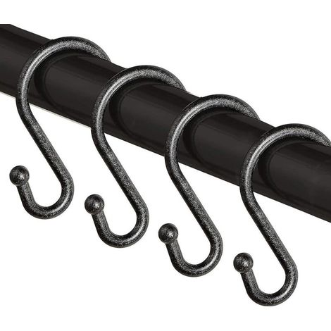 Rostbeständige, S-förmige Duschvorhanghaken aus Metall für Duschvorhänge, Küchenutensilien, Kleidung und Handtücher – 12er-Pack – Antik-Eisen (1/5)