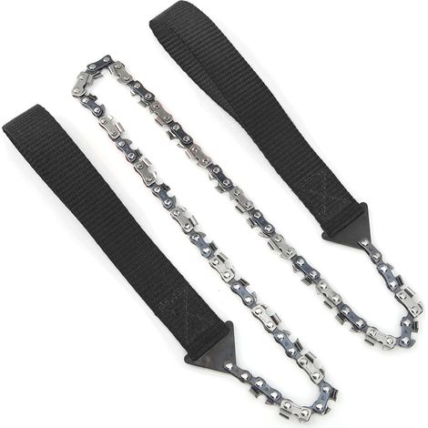 Mini scie à chaîne portable d'extérieur 33 dents pour la survie, le bûcheronnage et le camping (outil noir)