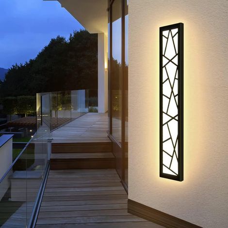 LED Longue Applique Murale Ip67 Étanche Applique Villa Intérieur Extérieur Longue Appliques Anthracite Longue Appliques Extérieur Jardin Appliques Longue MuralesTerrasse-60CM,Lumière chaude