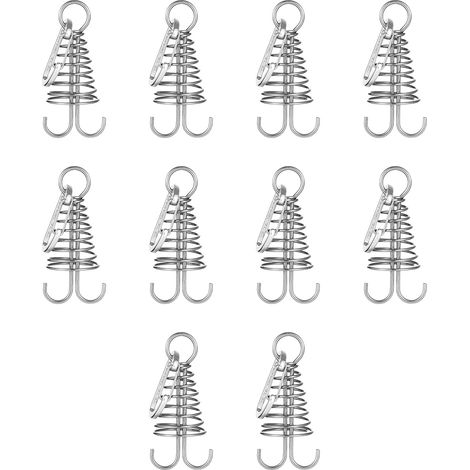 Ancres Pour Terrasse En Alliage D'aluminium - Résistantes Au Vent - À Crochet À Ressort Réglable - Pour Toiles De Tente Et Stores Sur Bois - Lot De 10 (1/5)