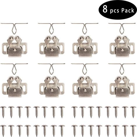 (Nickel 8pcs) Butées de porte de meuble, couleur cuivre antique, loquet à rouleau pour porte de placard/armoire, double verrouillage avec gâche et vis offertes (1/5)