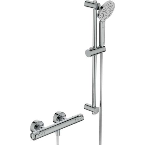 Termostato de ducha CERATHERM 50 proyección 78 mm cromado con juego de ducha, barra de ducha 600 mm ESTÁNDAR IDEAL (1/3)