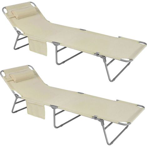 Set de 2 tumbonas, Tumbona inclinable de Acero Plegable con Almohada Playa Piscina Jardín Mecedora OGS35-MIx2 SoBuy ES